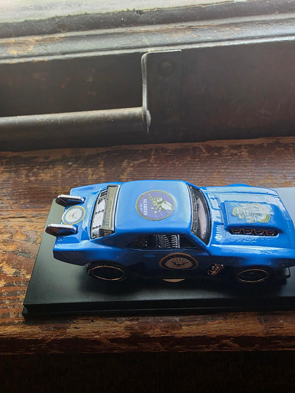 Custom Hot Wheels Camaro – Navy Blue Livery, Rubber Wheels & Acrylic Display Case